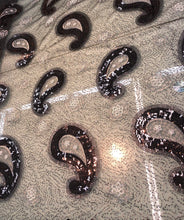 Sequins allover paisley design 54&quot; wide   Beautiful black on black paisley design sequins on net fabric sold by the yard