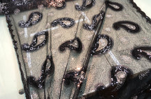 Sequins allover paisley design 54&quot; wide   Beautiful black on black paisley design sequins on net fabric sold by the yard