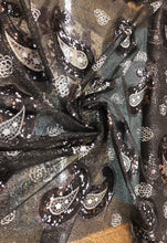 Sequins allover paisley design 54&quot; wide   Beautiful black on black paisley design sequins on net fabric sold by the yard