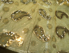 Sequins allover paisley design 54&quot; wide   Beautiful gold paisley design sequins on net fabric sold by the yard