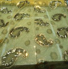 Sequins allover paisley design 54&quot; wide   Beautiful gold paisley design sequins on net fabric sold by the yard