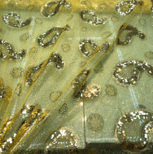 Sequins allover paisley design 54&quot; wide   Beautiful gold paisley design sequins on net fabric sold by the yard