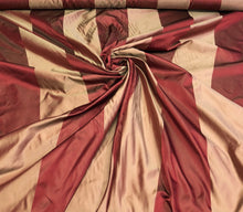 Silk satin taffeta 54&quot;    Beautiful wine gold silk satin taffeta stripe fabric sold by the yard