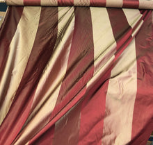 Silk satin taffeta 54&quot;    Beautiful wine gold silk satin taffeta stripe fabric sold by the yard