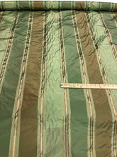 Silk taffeta stripe 54&quot;    Beautiful green shades silk taffeta satin stripes fabric sold by the yard