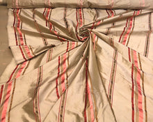 Silk shantung 54&quot; wide   Beautiful tan gold shantung satin stripe fabric sold by the yard