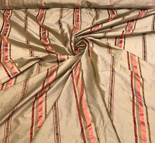 Silk shantung 54" wide   Beautiful tan gold shantung satin stripe fabric sold by the yard