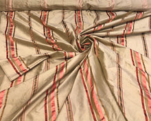 Silk shantung 54&quot; wide   Beautiful tan gold shantung satin stripe fabric sold by the yard