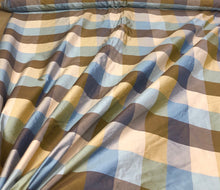 Silk dupion plaid 54&quot; wide    Beautiful blue brown gold shades silk dupion plaid fabric sold by the yard