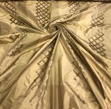 Silk taffeta 54&quot; wide    Beautiful gold color silk taffeta stripe jaquard Fabric aols by the yard