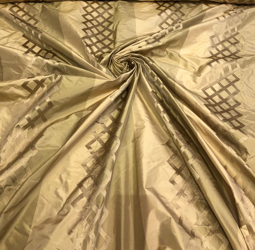 Silk taffeta 54" wide    Beautiful gold color silk taffeta stripe jaquard Fabric aols by the yard