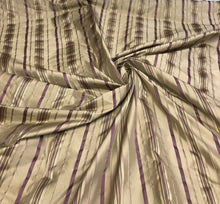 Silk taffeta 54&quot;    Beautiful gold purple satin stripes silk taffeta fabric sold by the yard