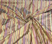 Silk taffeta 54&quot; wide    Beautiful lilac gold silk taffeta satin stripes fabric sold by the yard