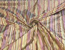 Silk taffeta 54&quot; wide    Beautiful lilac gold silk taffeta satin stripes fabric sold by the yard