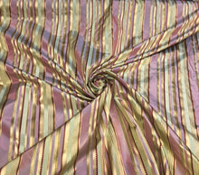Silk taffeta 54&quot; wide    Beautiful lilac gold silk taffeta satin stripes fabric sold by the yard