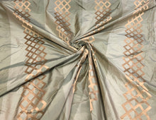 Silk taffeta 54&quot; wide    Beautiful sage green with gold jaquard silk taffeta fabric sold by the yard