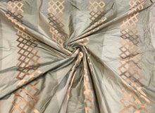 Silk taffeta 54&quot; wide    Beautiful sage green with gold jaquard silk taffeta fabric sold by the yard