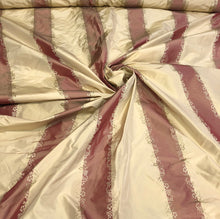 Silk taffeta 54&quot; wide   Beautiful tomato gold silk taffeta jaquard stripe fabric sold by the yard
