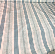 Silk taffeta 54&quot; wide   Beautiful aqua and ivory stripe silk taffeta fabric sold by the yard