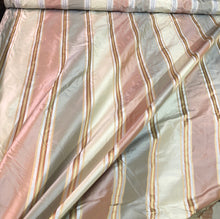 Silk taffeta 54&quot; wide   Beautiful gray pink peach statin stripe silk taffeta fabric sold by the yard