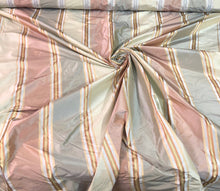 Silk taffeta 54&quot; wide   Beautiful gray pink peach statin stripe silk taffeta fabric sold by the yard
