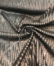 Circle striped pv embilished on mesh fabric  beautiful black color 3D pv stripes embroidered on mesh fabric sold by the yard