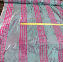 Silk taffeta crinkle stripe 54&quot; wide    Beautiful turquise purple color    Silk taffeta fabric sold by the yard