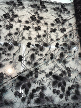 Floral embroidery design on mesh with sequins glitter on mesh fabric sold by the yard