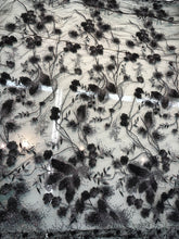 Floral embroidery design on mesh with sequins glitter on mesh fabric sold by the yard