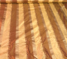 Silk taffeta 54&quot; wide   Beautiful gold copper stripe with gold jaquard silk taffeta fabric sold by the yard