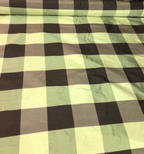 Silk shantung 54&quot; wide   Beautiful green brown silk shanting plaid fabric sold by the yard
