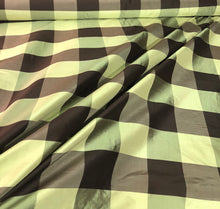 Silk shantung 54&quot; wide   Beautiful green brown silk shanting plaid fabric sold by the yard
