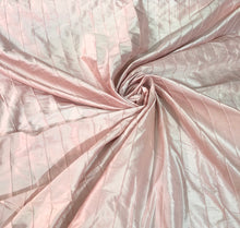Silk shantung 52&quot; wide    Beautiful baby pink stripe pintuck silk shantung fabric sold by the yard