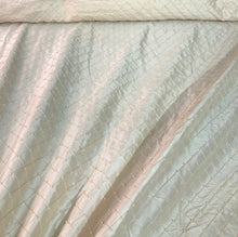 Silk shantung 52&quot; wide   Beautiful ivory diagonal pintuck with embroidered pearl shantung fabric sold by the yard