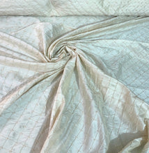 Silk shantung 52&quot; wide   Beautiful ivory diagonal pintuck with embroidered pearl shantung fabric sold by the yard