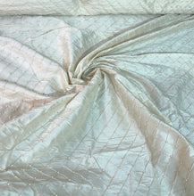 Silk shantung 52&quot; wide   Beautiful ivory diagonal pintuck with embroidered pearl shantung fabric sold by the yard