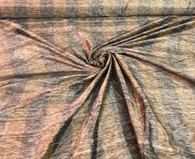 Silk ikat fabric 54&quot;  beautiful silk ikat dupion stripe copper black grey color fabric sold by the yard