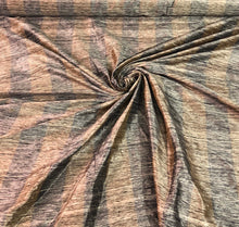 Silk ikat fabric 54&quot;  beautiful silk ikat dupion stripe copper black grey color fabric sold by the yard