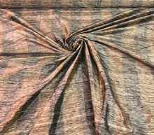 Silk ikat fabric 54&quot;  beautiful silk ikat dupion stripe copper black grey color fabric sold by the yard