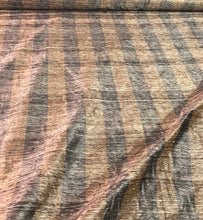 Silk ikat fabric 54&quot;  beautiful silk ikat dupion stripe copper black grey color fabric sold by the yard