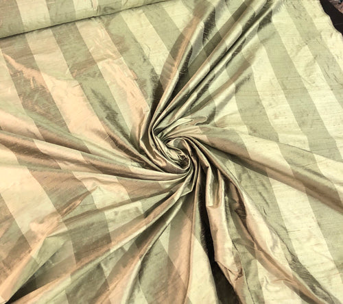 Silk shantung 54" wide    Beautiful gold shades 2" stripe silk shantung fabric sold by the yard
