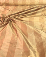 Silk shantung 54&quot; wide   Beautiful copper gold 2&quot; stripe silk shantung fabric sold by the yard