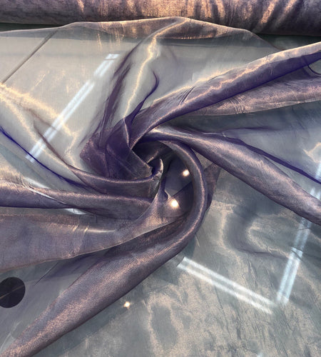 Metallic  tissue organza lilac silver color  100% Silk Organza 45" wide fabric sold by the yard Usable for Apparel and interior designing.