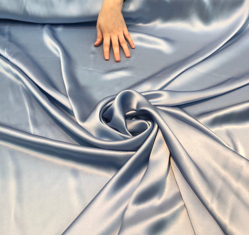 Silk charmouse 54" wide    Beautiful gray blue color silk charmouse fabric sold by the yard