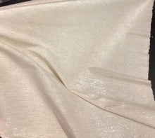 Raw silk 48&quot; wide   Beautiful ivory color noil silk with matalic silver stripes in the fabric sold by the yard