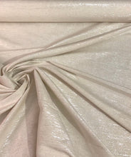 Raw silk 48&quot; wide   Beautiful ivory color noil silk with matalic silver stripes in the fabric sold by the yard