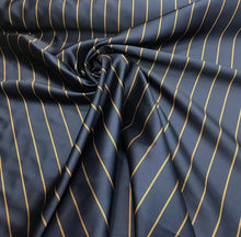 Mikado/Zibelline fabric 58&quot; wide   Beautiful navy with gold stripes mikado/zibilline fabric sold by the yard
