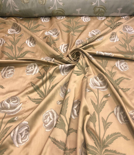 Floral damask jaquard fabric  54" wide     Beautiful gold damask floral design poly fabric sold by the yard