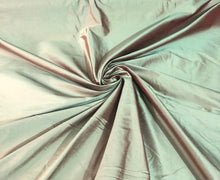 Silk shantung 54&quot; wide    Beautiful green with red shade color silk shantung fabric sold by the yard