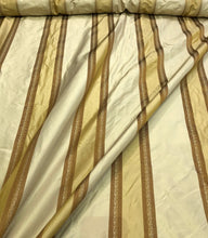 Silk taffeta stripes jaquard 54&quot; wide    Beautiful gold & mustard stripes taffeta jaquard fabric sold by the yard